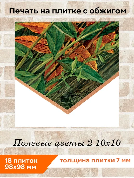 fres-co Панно из керамической плитки Полевые цветы 2 10х10, 10x10, фото 2