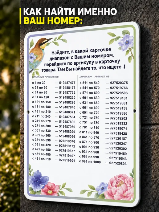 Адресные Таблички Ру Красивая адресная табличка с номером дома, домовой знак №6, белый, фото 3