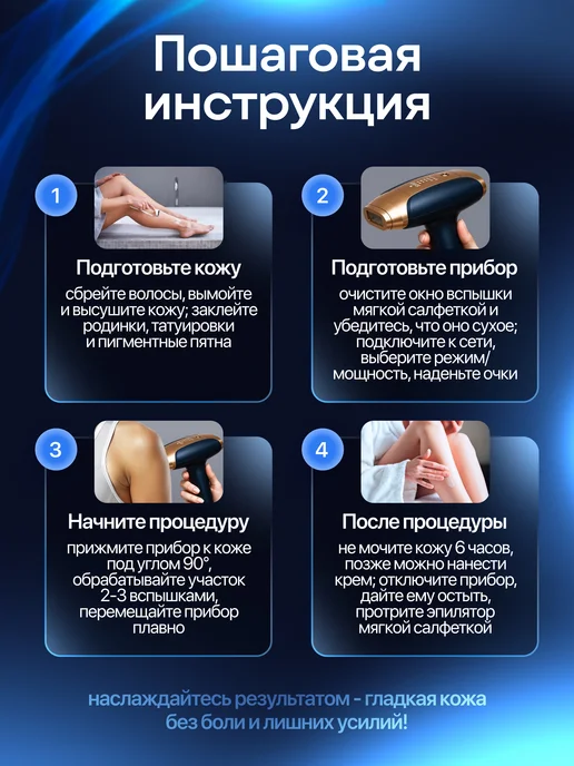 Lumavi Фотоэпилятор лазерный беспроводной, синий, фото 7