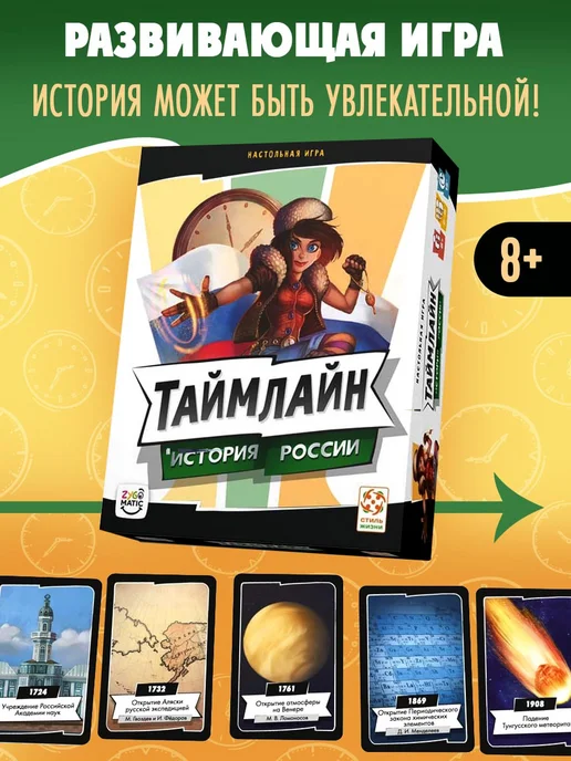 Стиль Жизни Настольная игра "Таймлайн 3 История России" на кругозор, белый