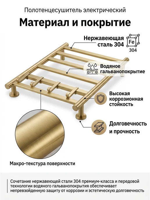 полотенцесушитель электрический золотой, золотой, фото 7