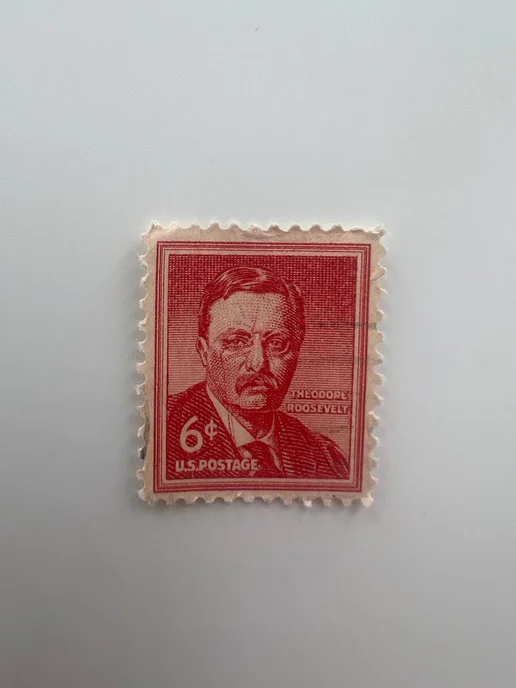 Почтовые марки мира Почтовая марка США «Теодор Рузвельт» 6 центов (1960), вариант