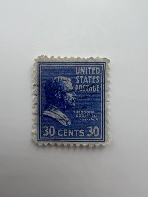Почтовые марки мира Почтовая марка США «Теодор Рузвельт» 30 центов (1938), вариант