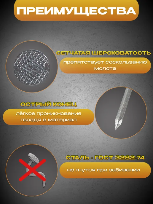 Восход-метиз Гвозди строительные 2,5х50, упаковка 5кг, 2.5x50, 5 кг, фото 3