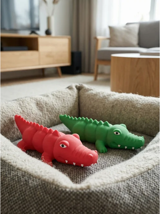 myPet Игрушка для животных с пищалкой Крокодил, зеленый, фото 2