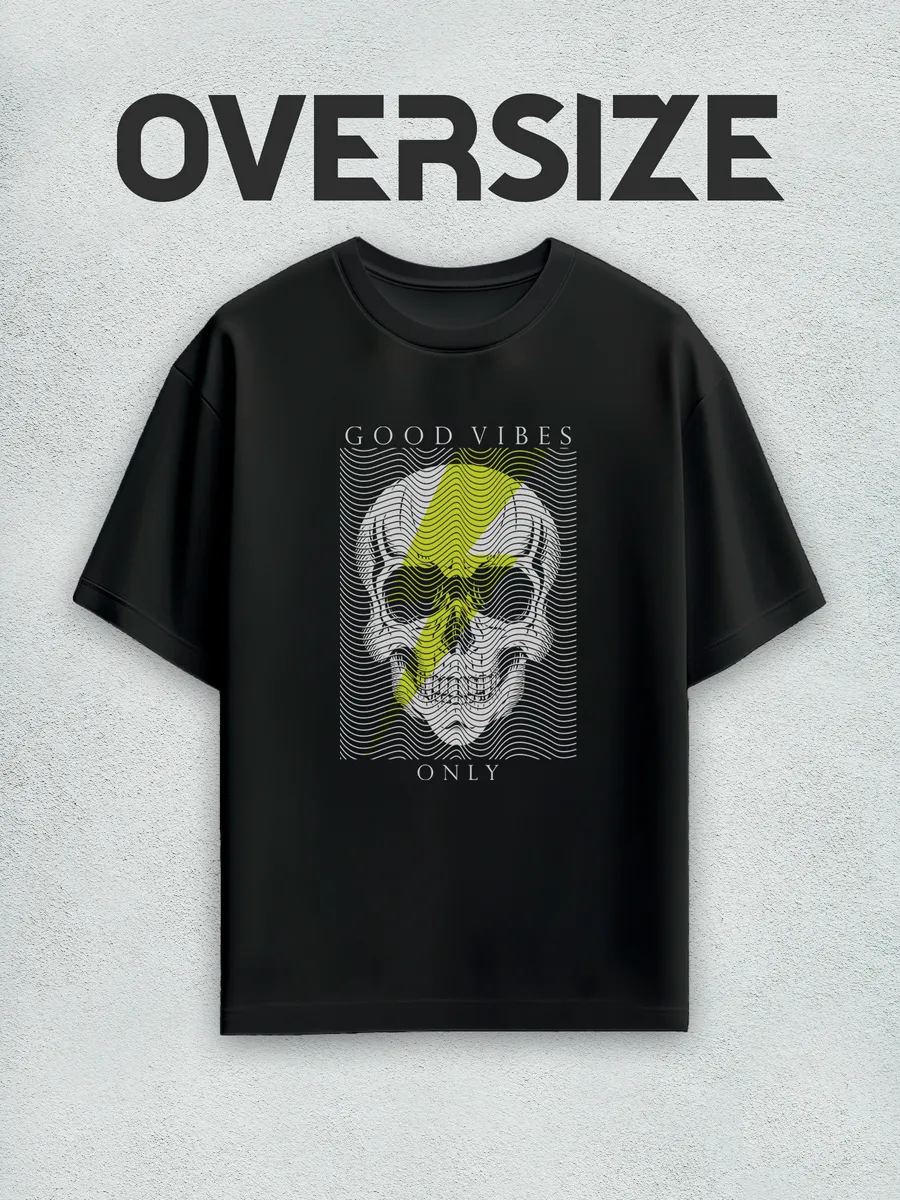 Футболка оверсайз с принтом streetwear good vibes only