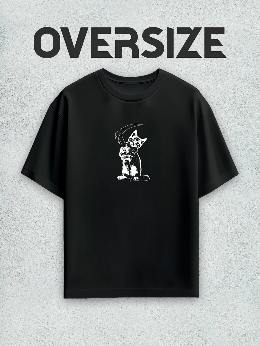 Футболка оверсайз с принтом котика y2k