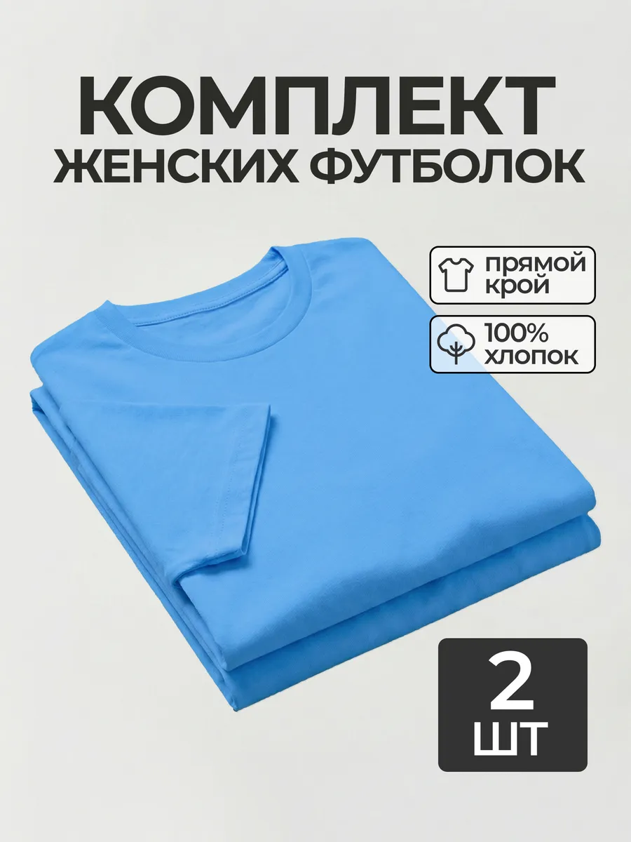 Футболка набор 2 шт. базовая прямого кроя однотонная