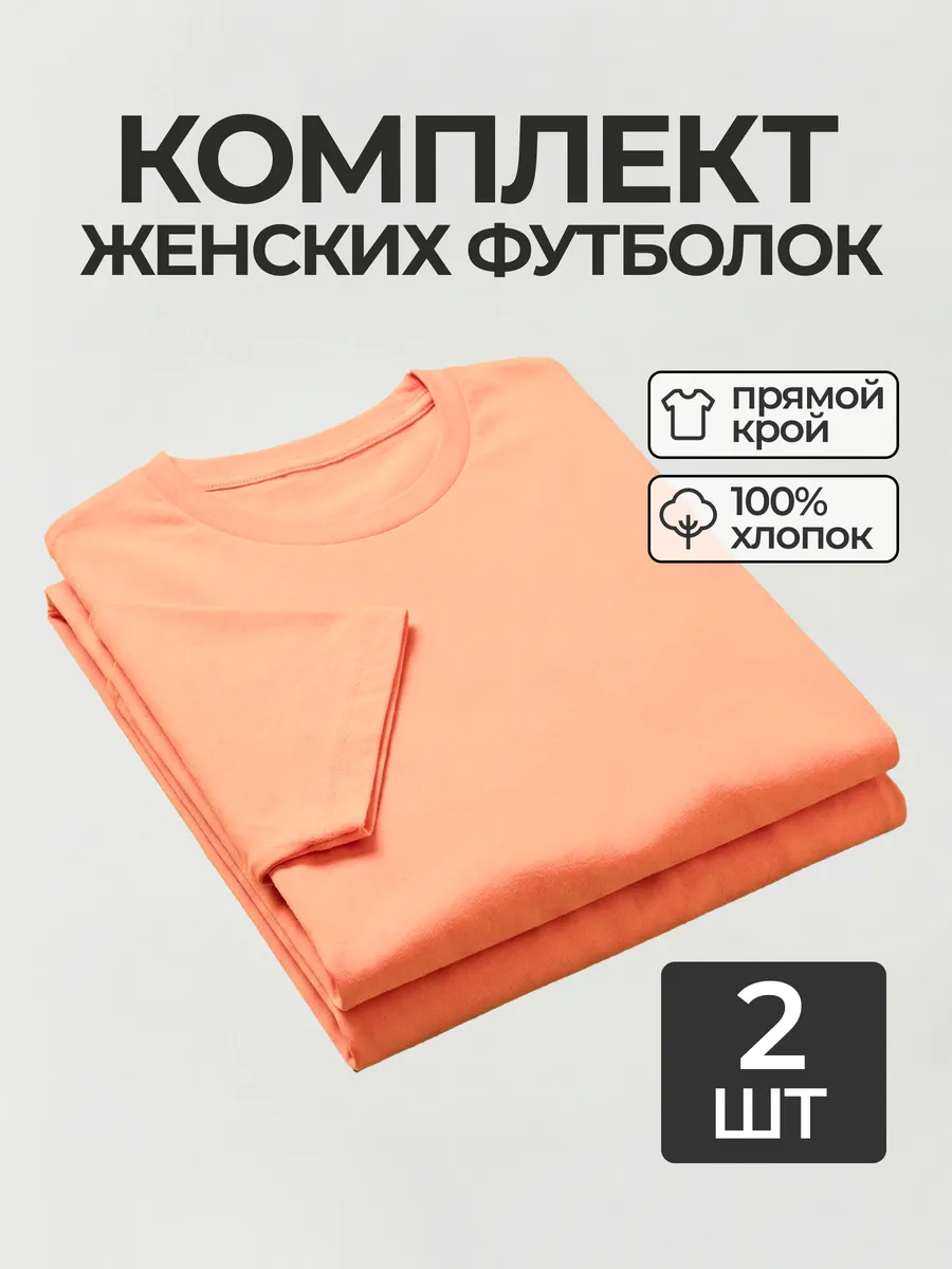 Футболка набор 2 шт. базовая прямого кроя однотонная