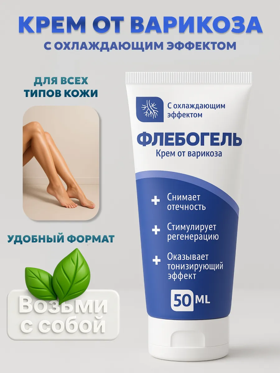 Флебогель средство от варикоза, крем для ног