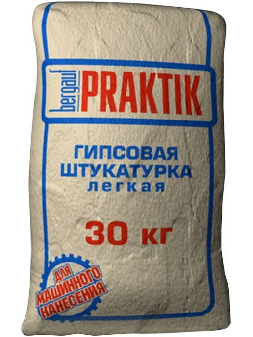 Bergauf БЕРГАУФ Практик штукатурка гипсовая серая МН (30кг), 30 кг