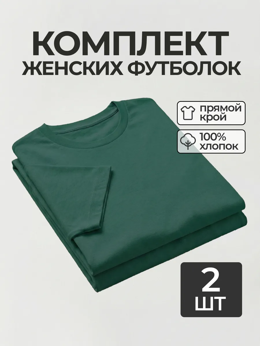 Футболка набор 2 шт. базовая прямого кроя однотонная