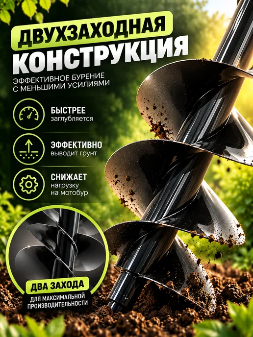 Шнек (300мм 800мм) двухзаходный для мотобура, 250мм, фото 2
