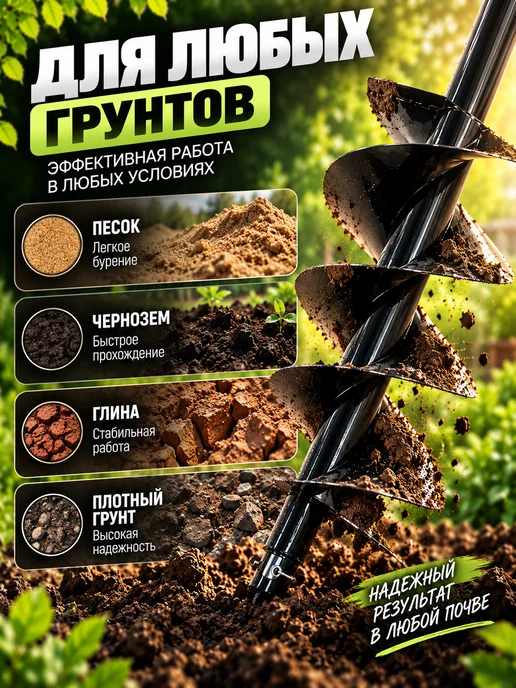 Шнек (300мм 800мм) двухзаходный для мотобура, 250мм, фото 3