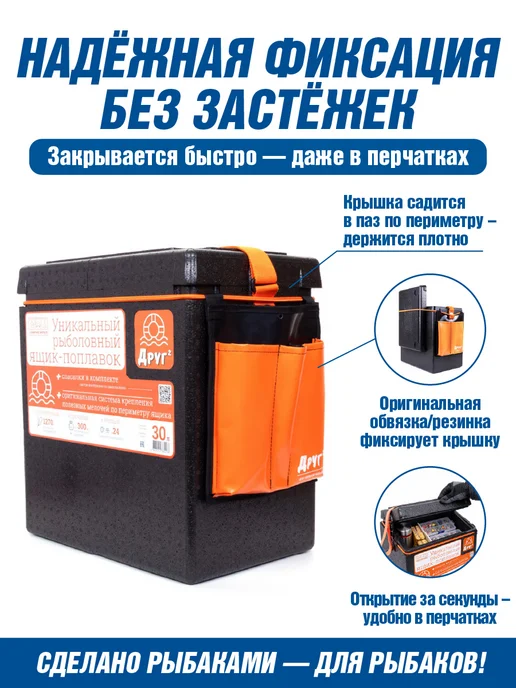 Camping World Ящик рыболовный зимний Друг 2, 30 литров, черный, фото 7
