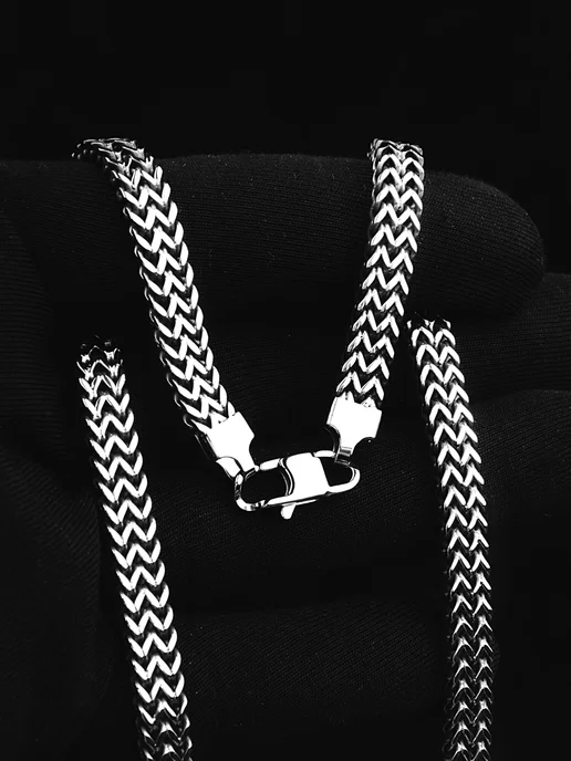 NEW COLLECTION №1 Цепочка толстая на шею медицинский сплав, серый, фото 5