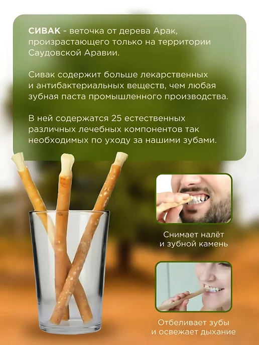 Sevak Al Falah Мисвак Сивак натуральная зубная щетка в футляре 1 шт, 1 шт, фото 3