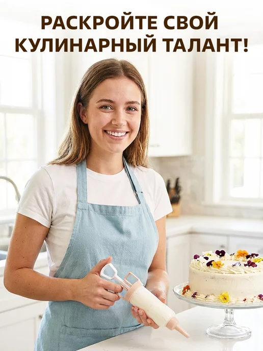 GT Шприц кондитерский с насадками 5шт кулинарный дозатор крема, 5 шт, фото 2