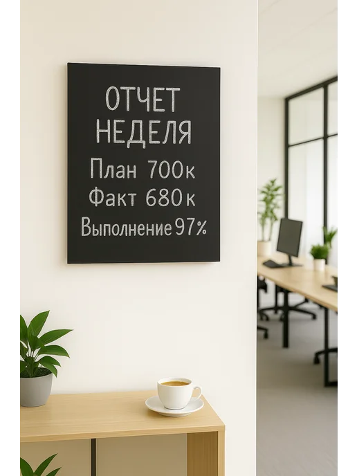 Многомела Меловая доска без рамы 40х117см, для записей,+мелки и крепеж, черный, фото 5