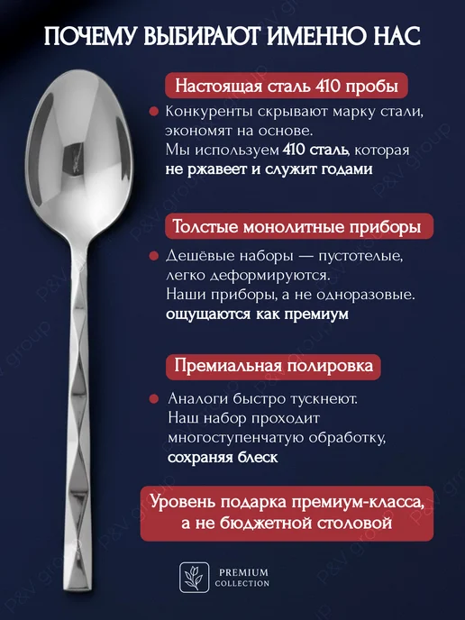 LETI Набор столовых приборов на 6 персон 24 предмета золото, серый, фото 3