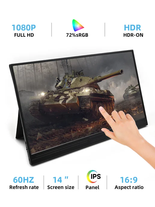 ZSUS 14'' 60Гц Сенсорный Портативный монитор Для Switch PS5 Xbox, вариант, фото 2