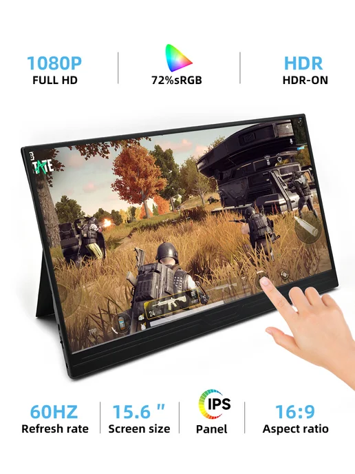 ZSUS 15.6'' 60Гц Сенсорный Портативный монитор Для Switch PS5 Xbo…, вариант, фото 2
