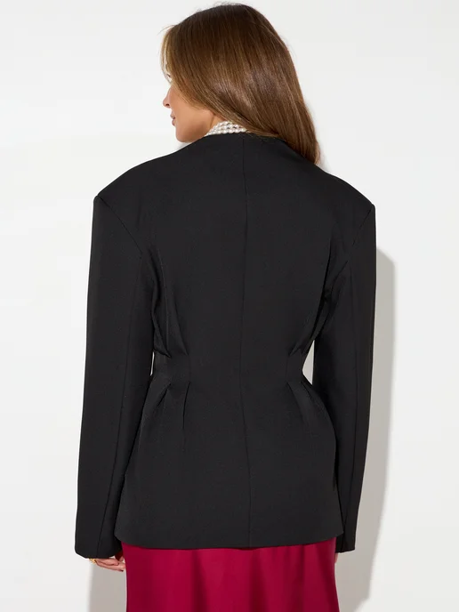 Пиджак приталенный удлиненный, черный, фото 7