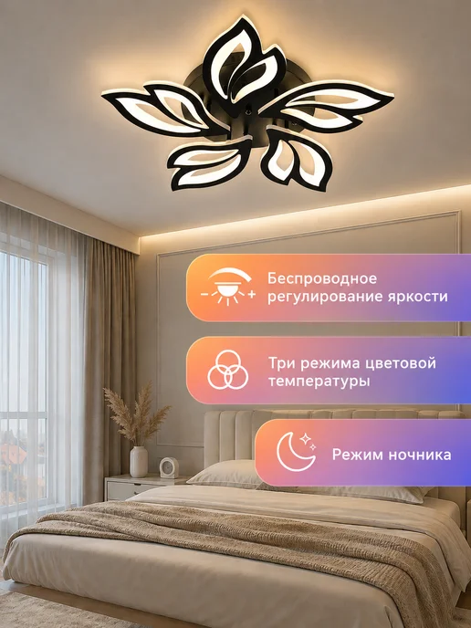 ArtLum Люстра потолочная светодиодная на кухню прихожую и спальню, черный, фото 2