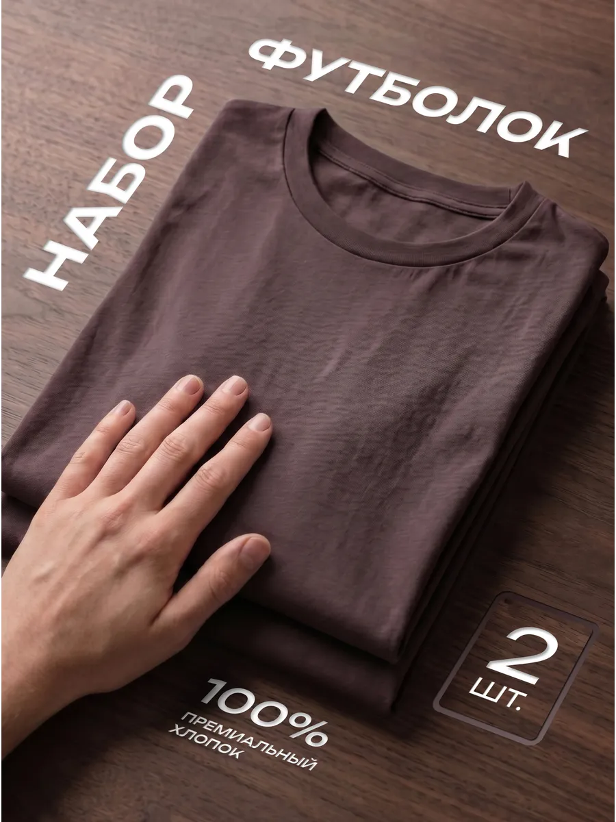 Футболка 2 шт. коричневая однотонная базовая хлопок набор
