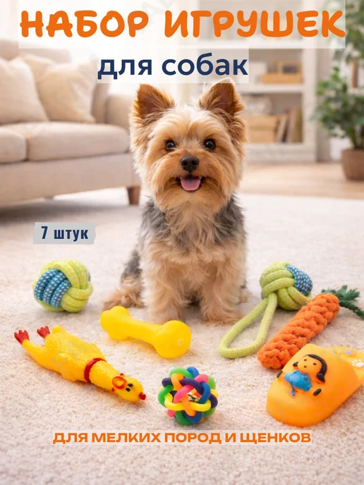 VAERFAM Игрушки для собак мелких пород и щенков 7 шт, 7 шт
