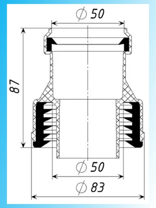 Tatpolimer Переходная муфта с чугун-сталь D50 50, серый, фото 3