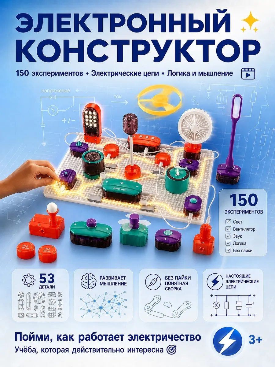 Электронный конструктор для детей 53 детали