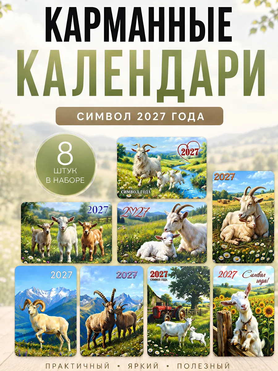 Календари карманные 2027 "Год Козы" 8шт