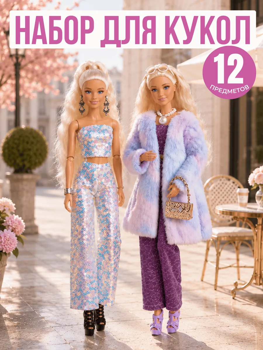 Набор одежды и обуви для кукол 12 предметов