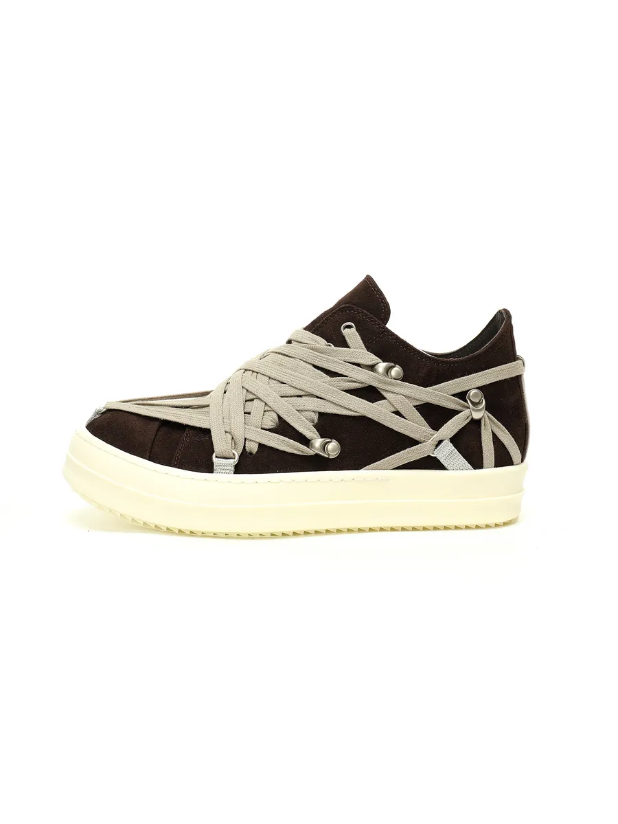 Rick Owens Hollywood Megalaced Low Sneakers Brown-Туфли Rick Owens