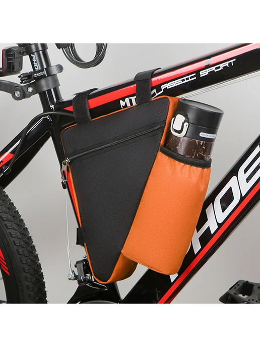 Велосумка на раму 1.2л треугольная, MTB, оранжевый, 1,2 л, фото 3