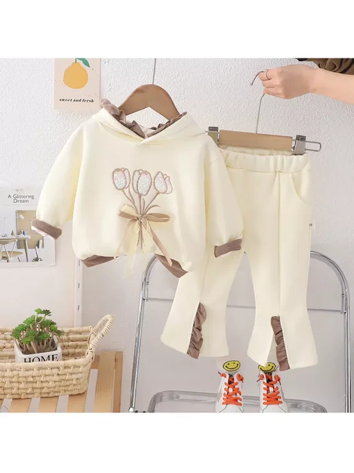 MimiKidd Костюм двойка брючный Нарядный с капюшоном, белый