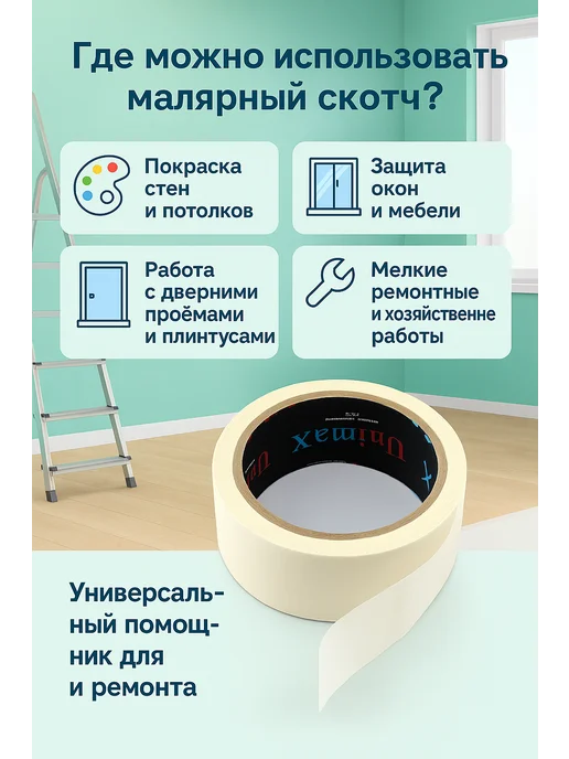Малярный скотч, белый, фото 2