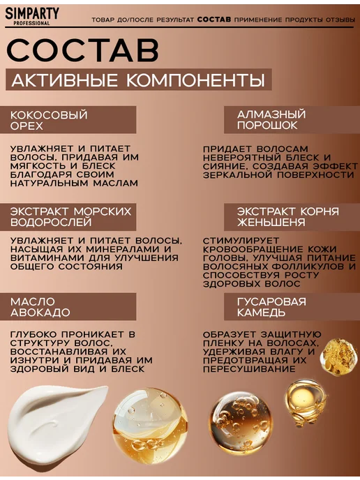 SIMPARTY Professional Кондиционер для волос женский бальзам восстанавливающий, 400 мл, фото 4