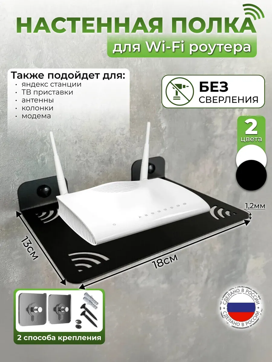 Полка для роутера вай-фай настенная без сверления