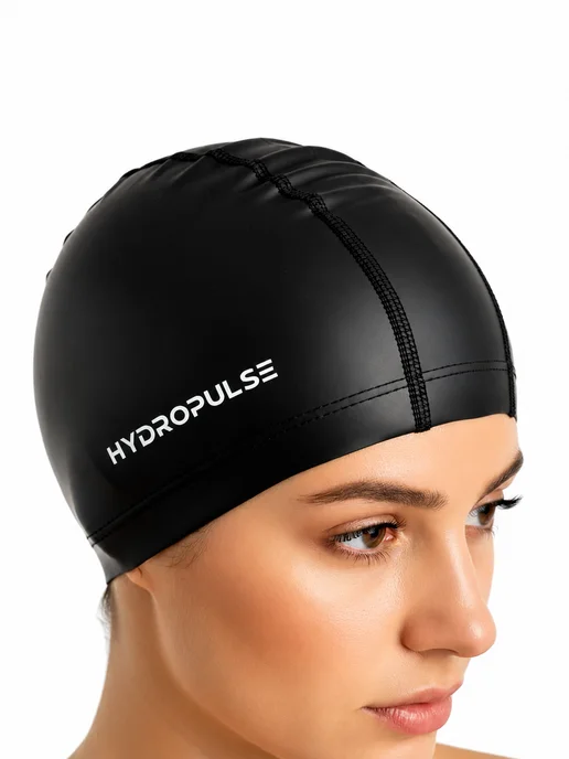 HYDROPULSE Шапочка для плавания, бассейна, тканевая, черный, фото 7