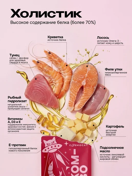 CosmoPet Лакомство для кошек Cosmocat 84 г Крем из тунца и креветки, 50 г, фото 5