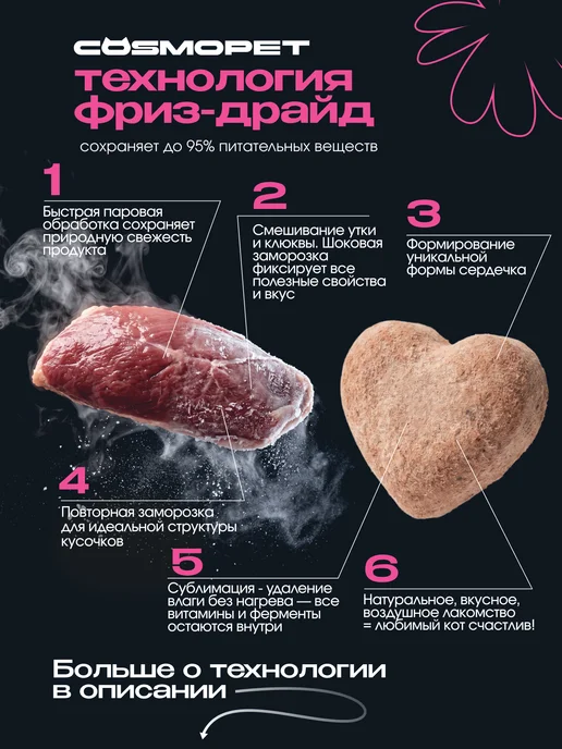 CosmoPet Лакомство для кошек "Cosmocat" Freeze dried утка с клюквой, вариант, фото 3