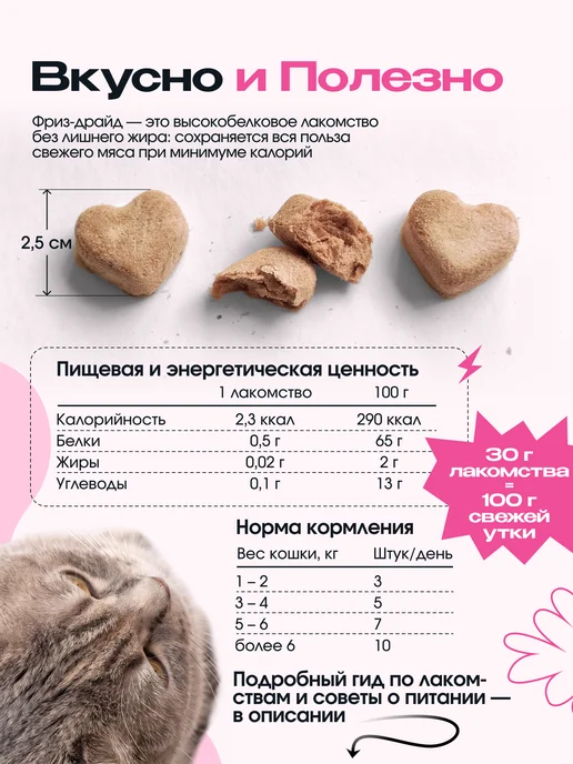 CosmoPet Лакомство для кошек "Cosmocat" Freeze dried утка с клюквой, вариант, фото 5