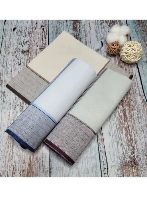 Pastel_lux Платки носовые 3 шт 40х40 см хлопок многоразовые платочки, 40x40 см, 3 шт, фото 3