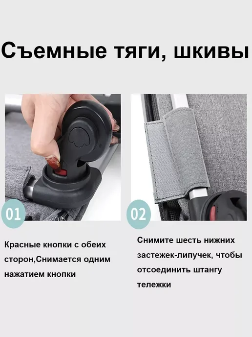 Переноска тележка сумка 2 в 1 на колёсах для животных, серый, фото 6