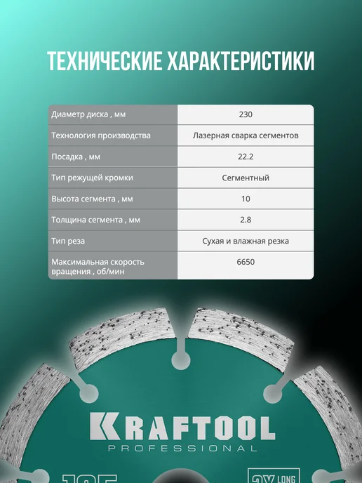 Kraftool Диск отрезной алмазный сегментный, 230 мм, вариант, фото 5