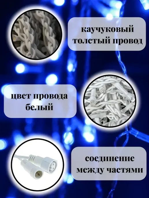 Уличная гирлянда бахрома, 15 м, 15 м, фото 2