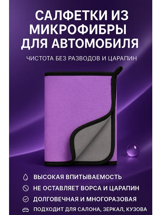 НМВ1 Салфетки для салона автомобиля из микрофибры, синий, фото 2