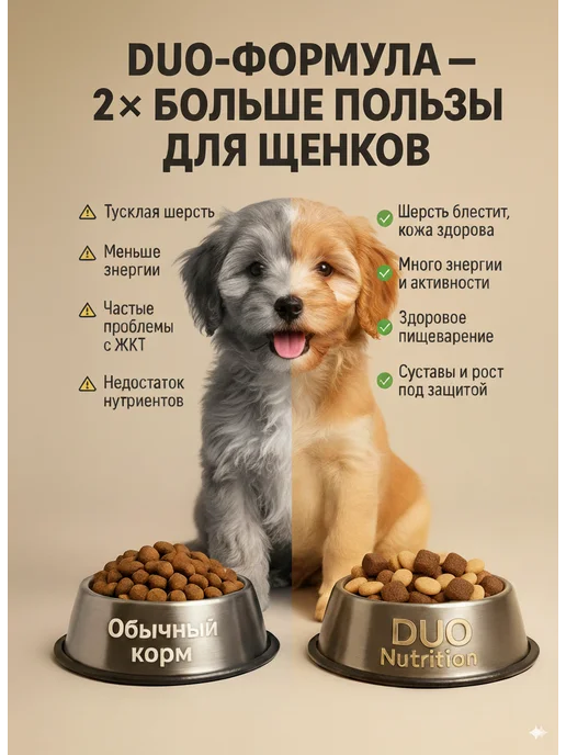 Сухой корм DUO Nutrition для собак, щенки, индейка, 1 кг, фото 6